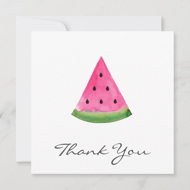 Tarjeta De Agradecimiento Watercolor Watermelon Wedge (Anverso)