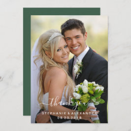 Tarjeta De Agradecimiento Watercolor Wild Leaves Hunter Green Boda