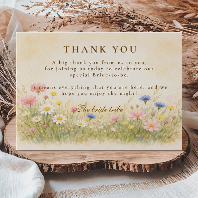 Tarjeta De Agradecimiento Watercolor Wildflower Meadow Bridal Shower (Subido por el creador)