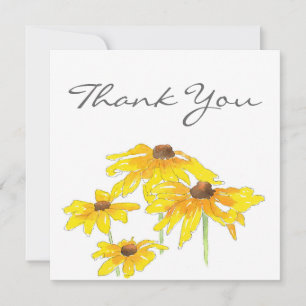 Tarjeta De Agradecimiento Watercolor y Pen Black Eyed Susan