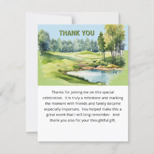Tarjeta De Agradecimiento WatercolorScenic Golf Theme Adulto Birthday Flat