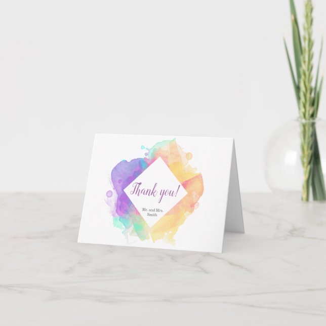 Tarjeta De Agradecimiento Watercolour Fun Thank You Card (Anverso)