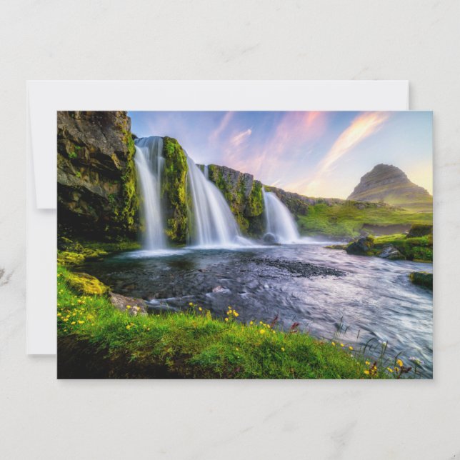 Tarjeta De Agradecimiento Waterfalls | Kirkjufellsfoss, Iceland (Anverso)