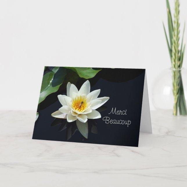 Tarjeta De Agradecimiento waterlily French gracias (Anverso)
