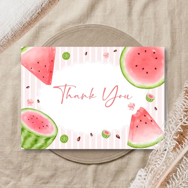 Tarjeta De Agradecimiento Watermelon Baby Shower (Sweet Little Girl Watermelon Baby Shower Thank You Card)