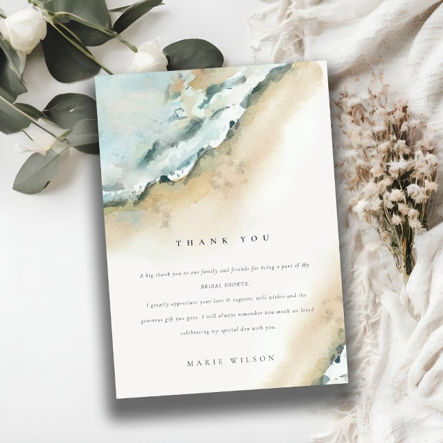 Tarjeta De Agradecimiento Wave Wave Sand Beach Nautical Bridal Shower (Subido por el creador)