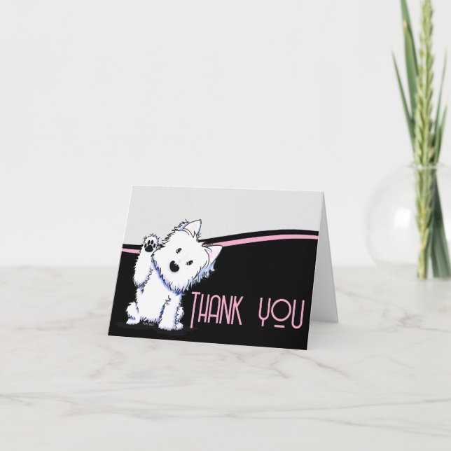 Tarjeta De Agradecimiento Waving Westie (Anverso)