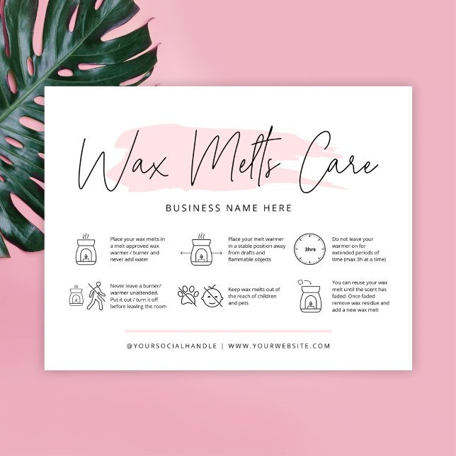 Tarjeta De Agradecimiento Wax Melts Care Card Safety Instructions Feminine (Subido por el creador)
