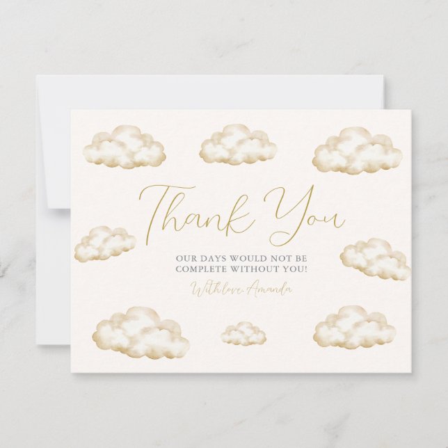 Tarjeta De Agradecimiento We Are On Cloud Nine Blue Baby Shower Thank you (Anverso)