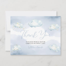 Tarjeta De Agradecimiento We Are On Cloud Nine Blue Baby Shower Thank you