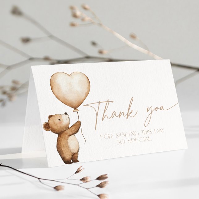Tarjeta De Agradecimiento We Can Bearly Wait Baby Shower Beige Thank You (We can bearly wait thank you card)