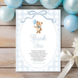 Tarjeta De Agradecimiento We Can Bearly Wait Blue Teddy Bear Baby Shower