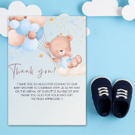 Tarjeta De Agradecimiento We Can Bearly Wait Cute Bear Boy Baby Shower