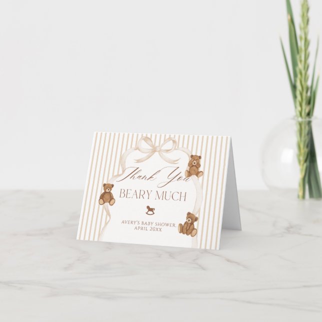 Tarjeta De Agradecimiento We Can Bearly Wait Elegant Baby Shower (Anverso)