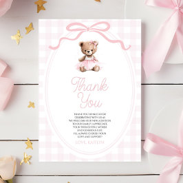 Tarjeta De Agradecimiento We Can Bearly Wait Pink Teddy Bear Baby Shower