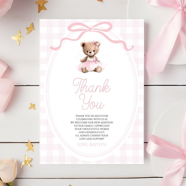 Tarjeta De Agradecimiento We Can Bearly Wait Pink Teddy Bear Baby Shower (Subido por el creador)