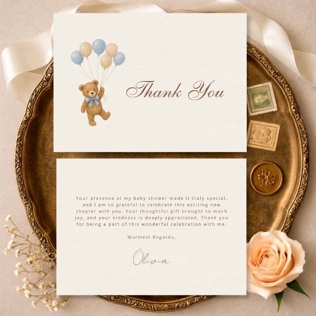 Tarjeta De Agradecimiento We Can Bearly Wait Teddy Bear Baby Shower (Subido por el creador)