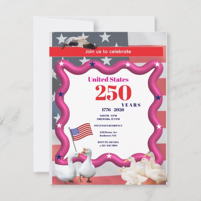 Tarjeta De Agradecimiento We The Silly Geese 250th Funny Celebration (Anverso)