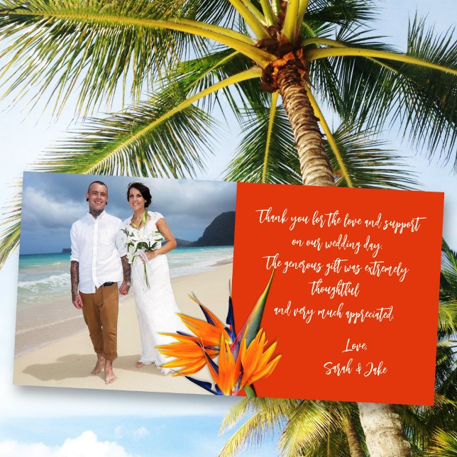 Tarjeta De Agradecimiento Wedding Bird of Paradise Budget Photo Thank Cards (Subido por el creador)