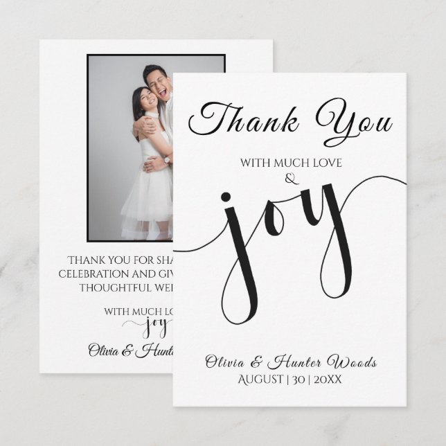 Tarjeta De Agradecimiento Wedding Flat Thank You Card Simple Script (Anverso / Reverso)