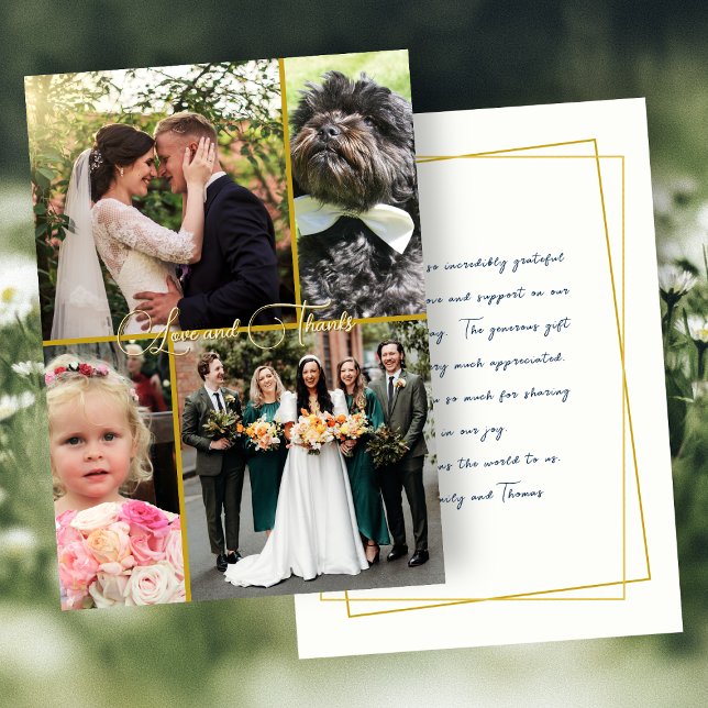 Tarjeta De Agradecimiento Wedding Love n Thanks Photo Collage Message (Subido por el creador)