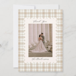 Tarjeta De Agradecimiento Wedding Photo Guest Appreciation Gingham