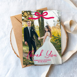 Tarjeta De Agradecimiento Wedding Photo Guest Appreciation Pink Bow