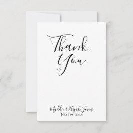 Tarjeta De Agradecimiento Wedding, Simple, Script, Black & White Thank You