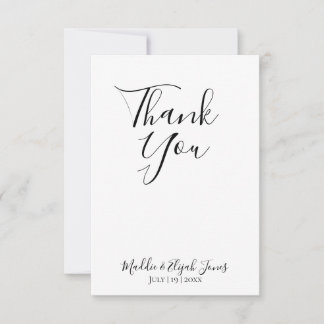 Tarjeta De Agradecimiento Wedding, Simple, Script, Black & White Thank You