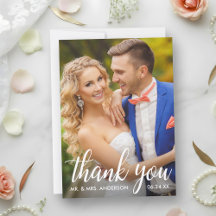 Wedding Thank You Bride and Groom Photo Card