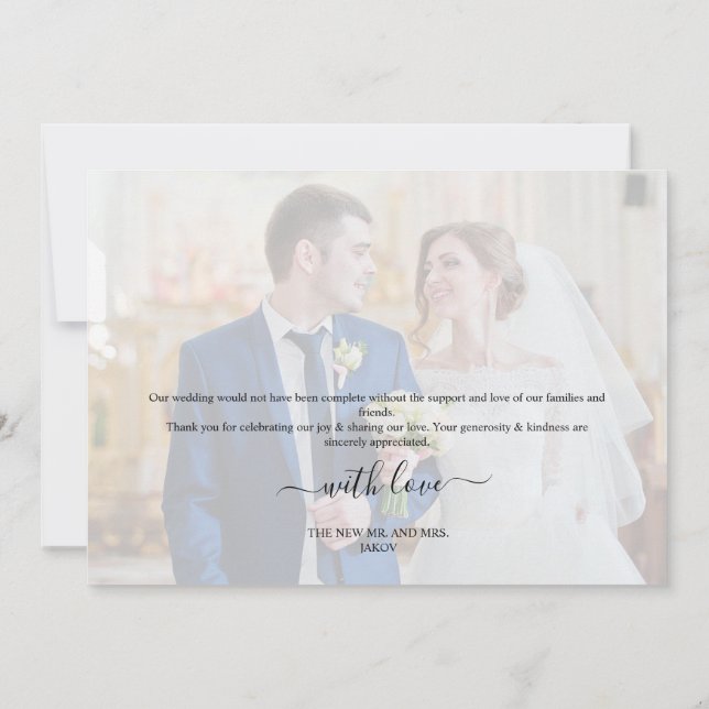 Tarjeta De Agradecimiento Wedding Thank You Card (Reverso)