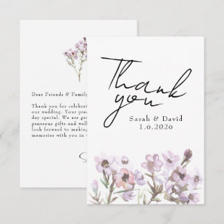 Tarjeta De Agradecimiento Wedding Thank You Card - Elegant Watercolor Flower