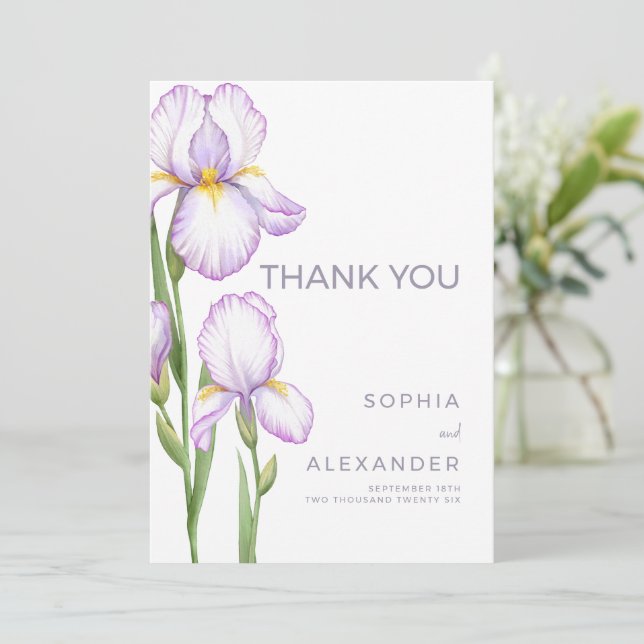 Tarjeta De Agradecimiento Wedding Thank You Cards " Delicate irises" (Anverso de pie)