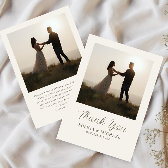 Tarjeta De Agradecimiento Wedding Thank You Message 2 Photographs Minimal  (Subido por el creador)