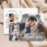 Tarjeta De Agradecimiento Wedding Thank You Photo Collage 5x7 Postcard<br><div class="desc">Say thank you in style with this larger "postcard" featuring 4 of your wedding photos accented with a chic hand-lettered looking script font that reads "Thank you" or change to your custom text. Add your names and wedding date to the front and type in your custom thank you note on...</div>