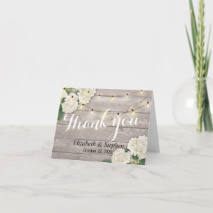 Tarjeta De Agradecimiento Wedding Thank You Rustic Wood Floral String Lights