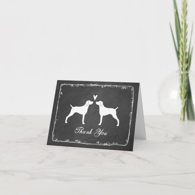 Tarjeta De Agradecimiento Weimaraner Silhouettes Boda Gracias (Anverso)