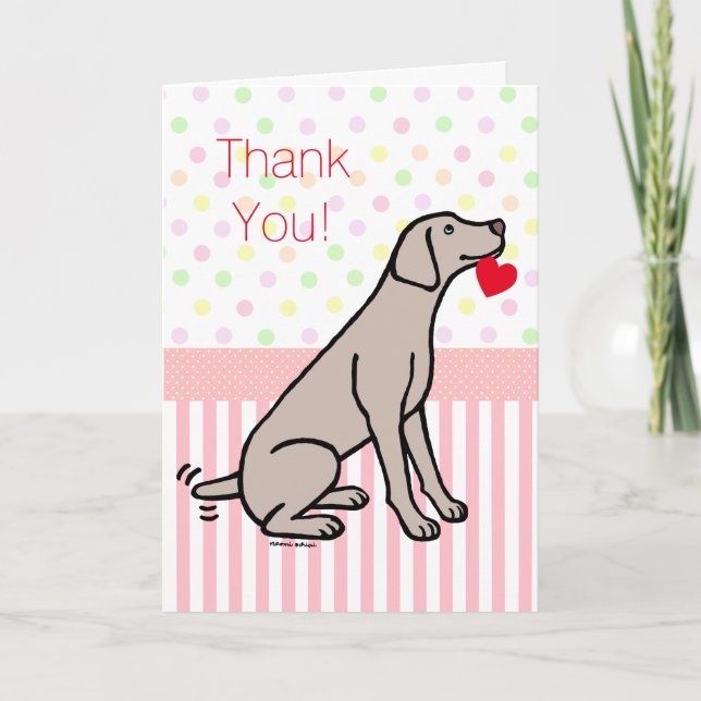 Tarjeta De Agradecimiento Weimaraner y Corazón (Anverso)