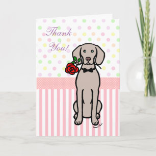 Tarjeta De Agradecimiento Weimaraner y Rosa