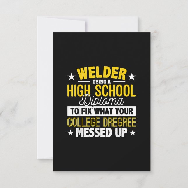Tarjeta De Agradecimiento Welder arregla lo que tu universidad lamenta el re (Anverso)