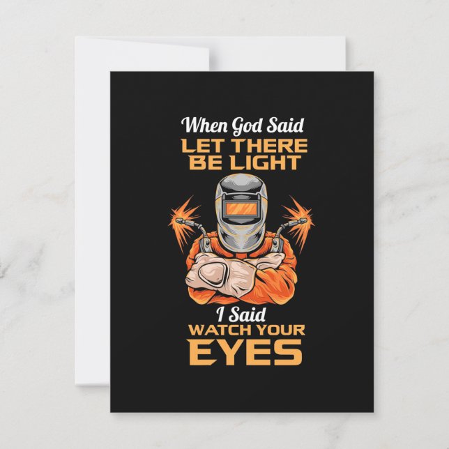 Tarjeta De Agradecimiento Welder Said Watch Your Oyes (Anverso)