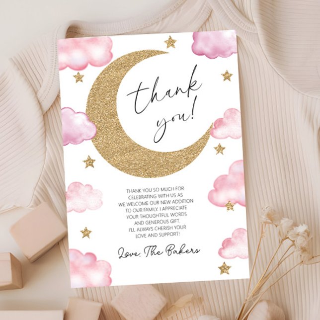 Tarjeta De Agradecimiento We're Over The Moon Boho Celestial Baby Shower (Subido por el creador)