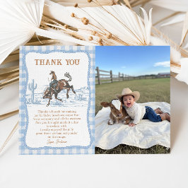 Tarjeta De Agradecimiento Western Blue Boys Rodeo Cowboy