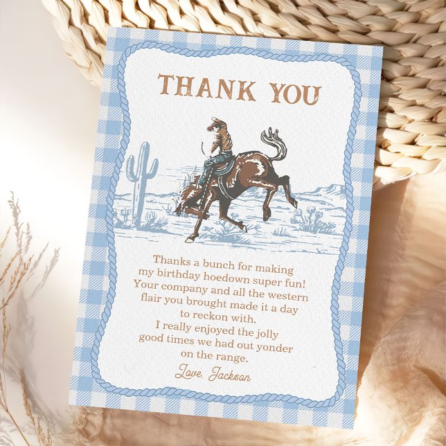Tarjeta De Agradecimiento Western Blue Boys Rodeo Cowboy (Subido por el creador)