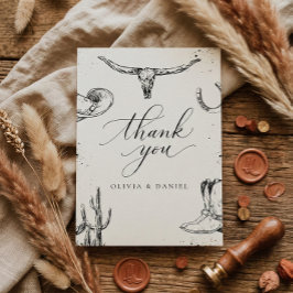 Tarjeta De Agradecimiento Western Cowboy Wedding Thank You Card
