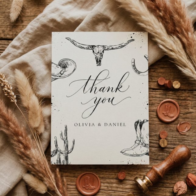 Tarjeta De Agradecimiento Western Cowboy Wedding Thank You Card (Subido por el creador)