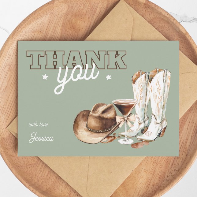 Tarjeta De Agradecimiento Western Cowgirl Green Dirty Thirty 30th Birthday (Western Cowgirl Green Dirty Thirty 30th Birthday Thank You Card)