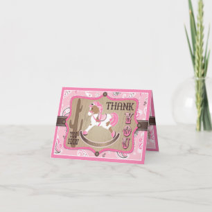 Tarjeta De Agradecimiento Western Cowgirl Rocking Horse Bandanna Gracias