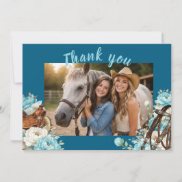 Tarjeta De Agradecimiento Western Horse Birthday Thank You Card – Navy