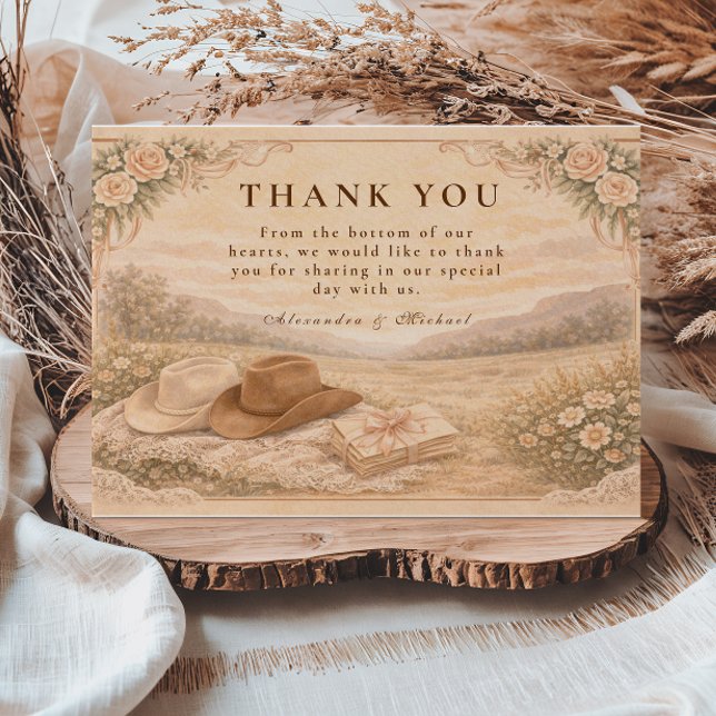 Tarjeta De Agradecimiento Western Meadow Keepsake Wedding (Subido por el creador)